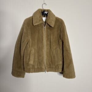 Vince Coat Womens Small Sandshell Faux Shearling Fur Bomber Jacket